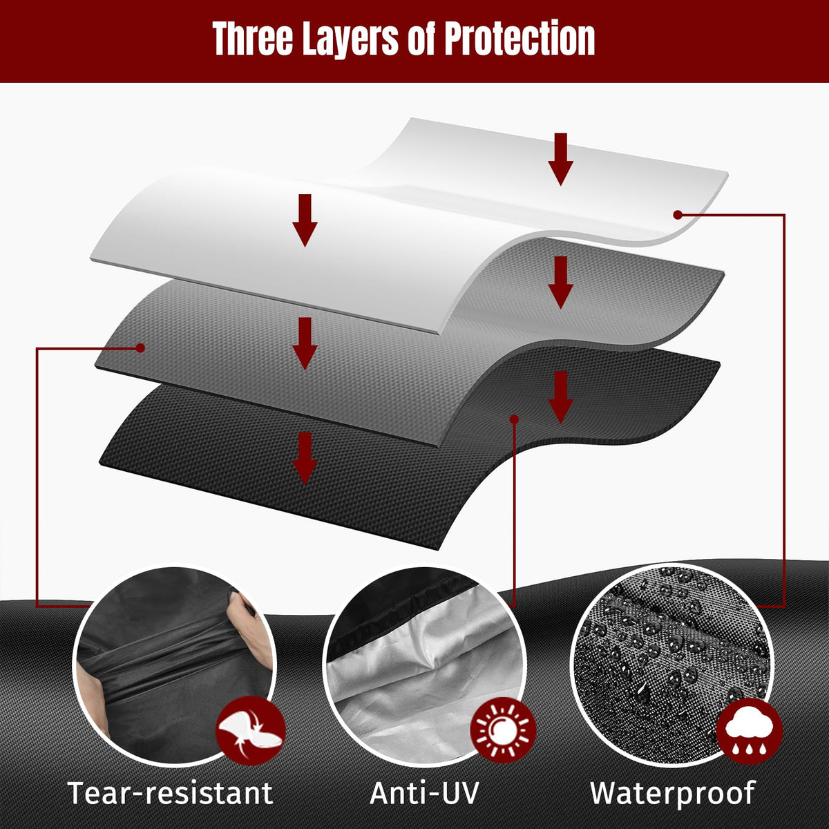 Waterproof ShineStar coating repels rain from the Blackstone surface.
