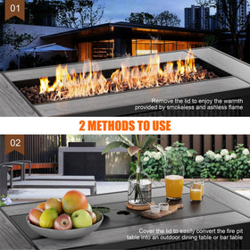 Shintenchi 45-inch fire pit table ignited for warm evenings and conversations.