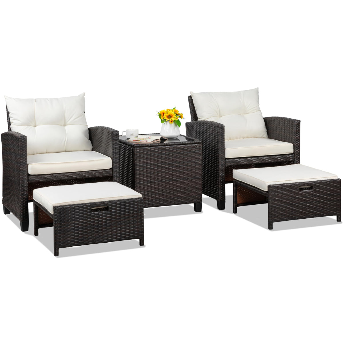 Shintenchi 5-piece patio set in beige for stylish outdoor living spaces.