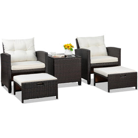 Shintenchi 5-piece patio set in beige for stylish outdoor living spaces.