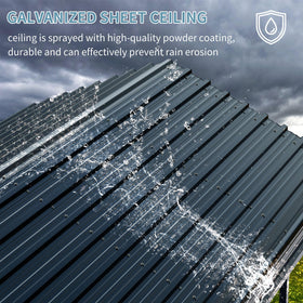 Shintenchi galvanized roof close-up highlights rust protection and sun shielding.