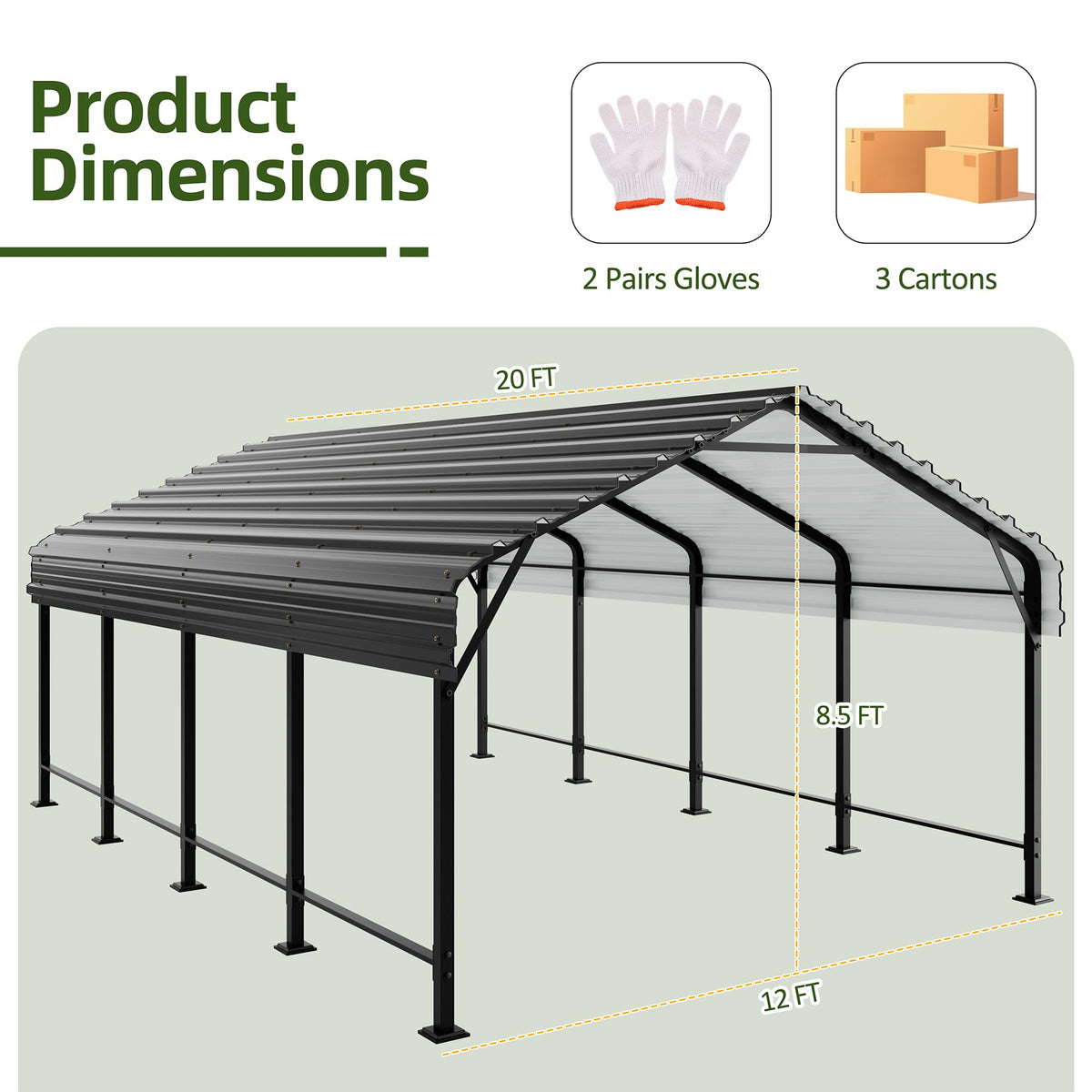 Shintenchi carport frame assembly view demonstrates straightforward setup and sturdy framing.