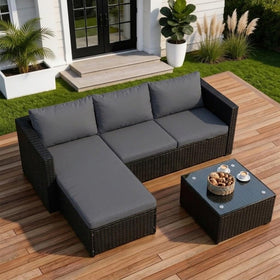 Shintenchi outdoor corner sofa in gray with all-weather seating for outdoor lounging