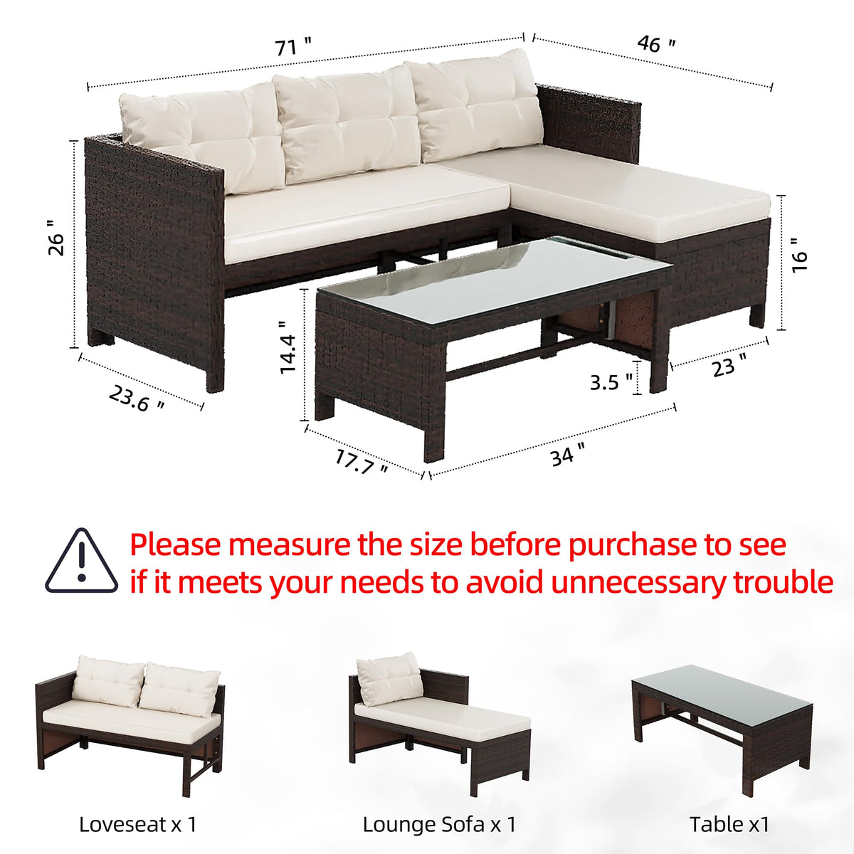 Shintenchi lounge sofa with cushions, ideal for extending seating along a sunny patio.