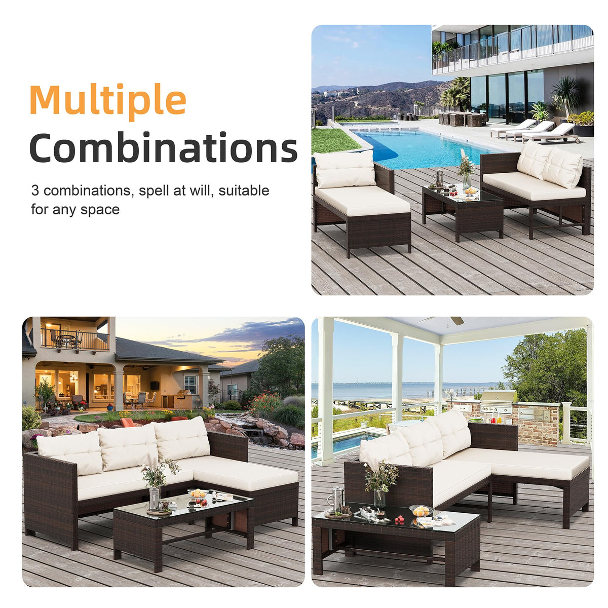 Shintenchi 3-piece patio set arranged in a cozy garden or poolside.