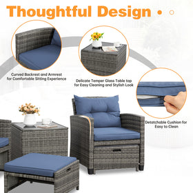 Shintenchi outdoor wicker conversation set with cushions for relaxing evenings