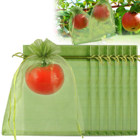 Shintop 6x9 green fruit protection bag shields apples while allowing ripening observation.