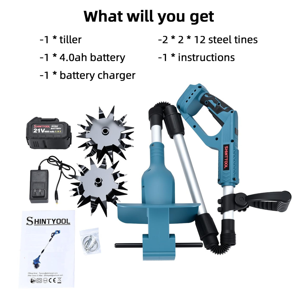 SHINTYOOL display shows battery capacity during garden work
