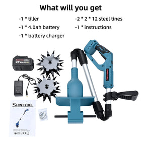 SHINTYOOL display shows battery capacity during garden work