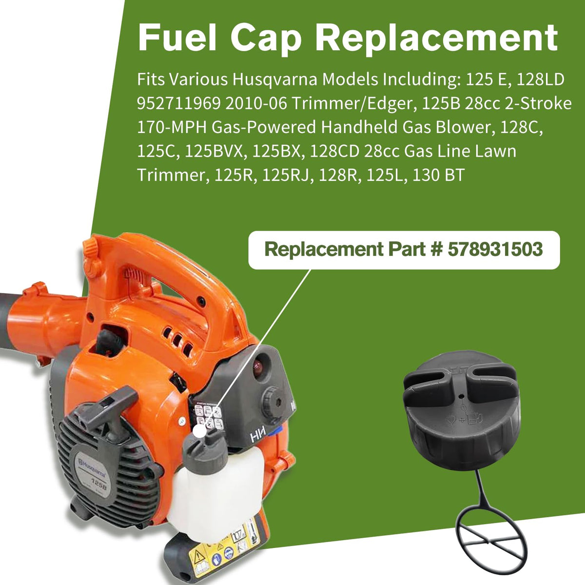 Shiosheng fuel cap assembly for Husqvarna 125L aids smooth refueling on site.