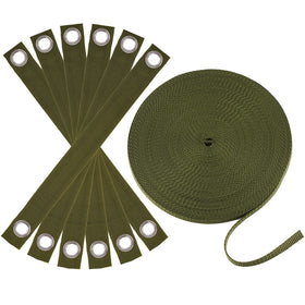 Shitailu tree stake kit green straps supporting a young tree in wind