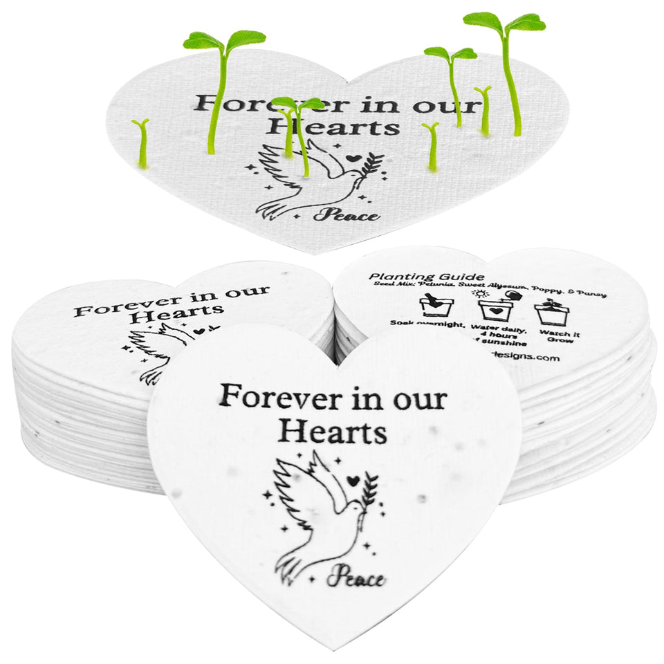 ShiviAaryan Designs Forever in Our Hearts seed card ready for memorial tributes and planting.