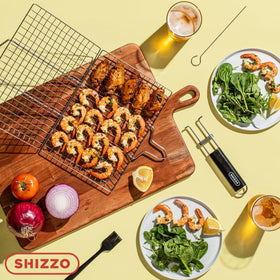 SHIZZO camping-friendly rack supports safer, hands-free flipping.