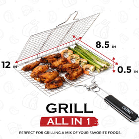 SHIZZO deep grill tray 12x9.5x1.5 inches enables multi-item grilling.