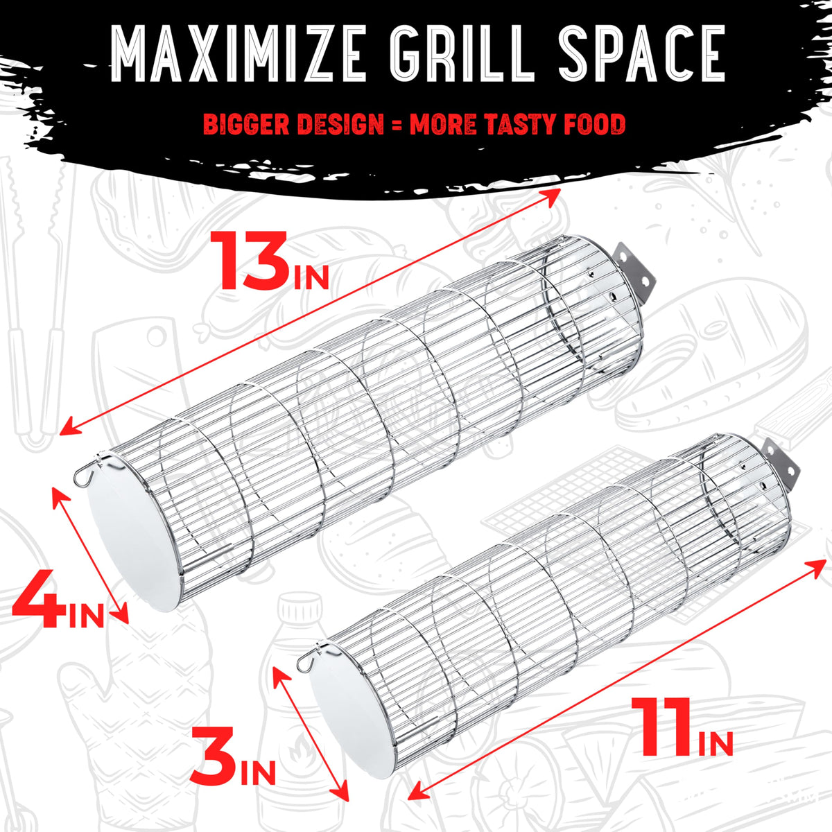 SHIZZO basket with seventy-percent larger cylinder capacity for more cooking