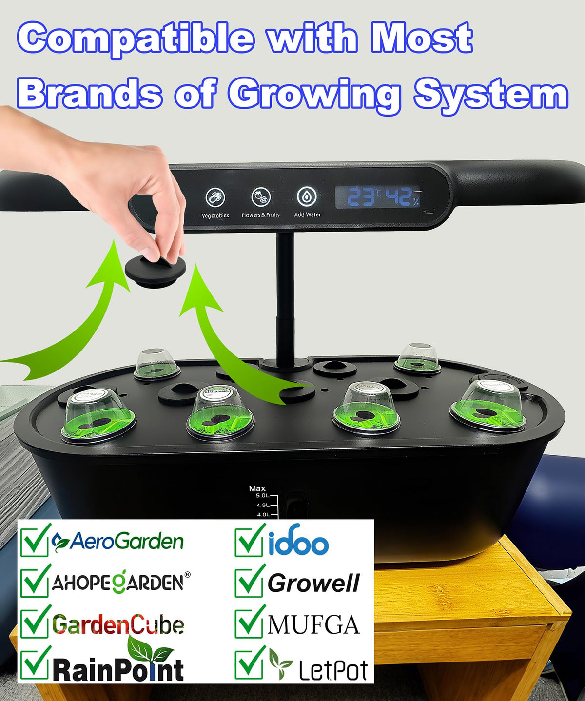 Shmodanlp Aerogarden Ultra spacer cap blends with the system's look.