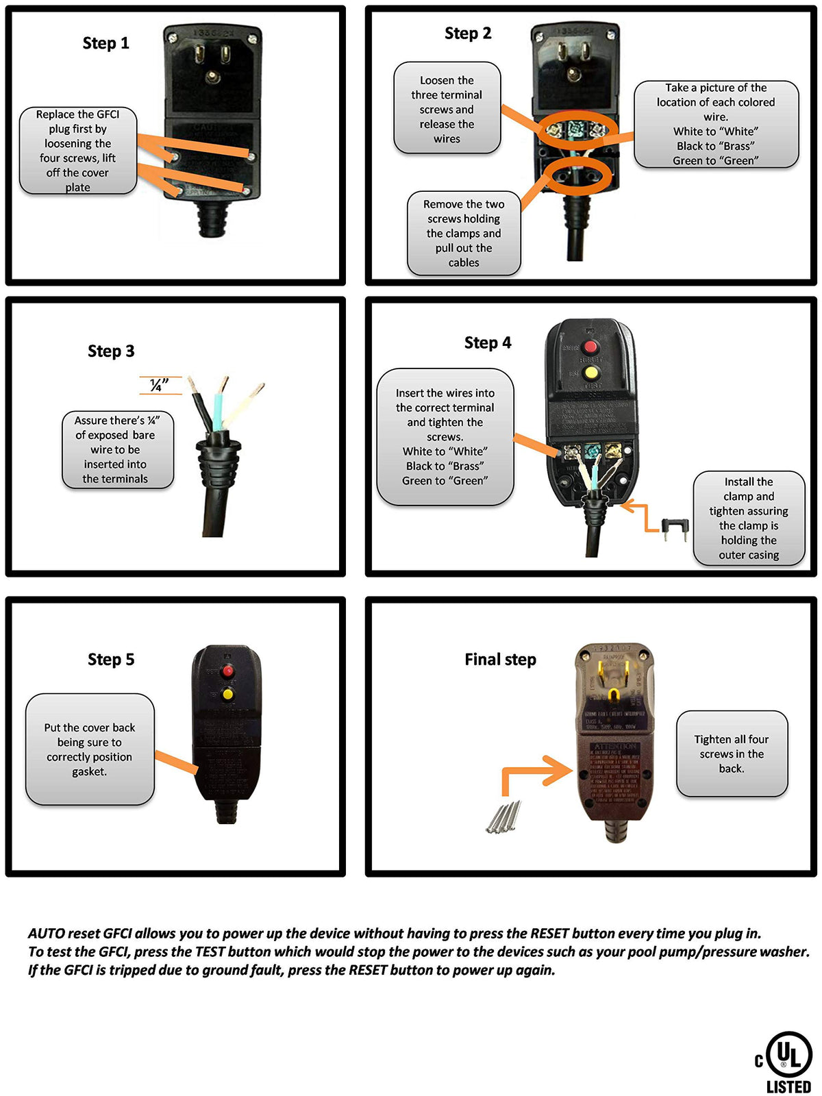 ShockGuard GFCI replacement plug UL-certified for trusted safety standards.
