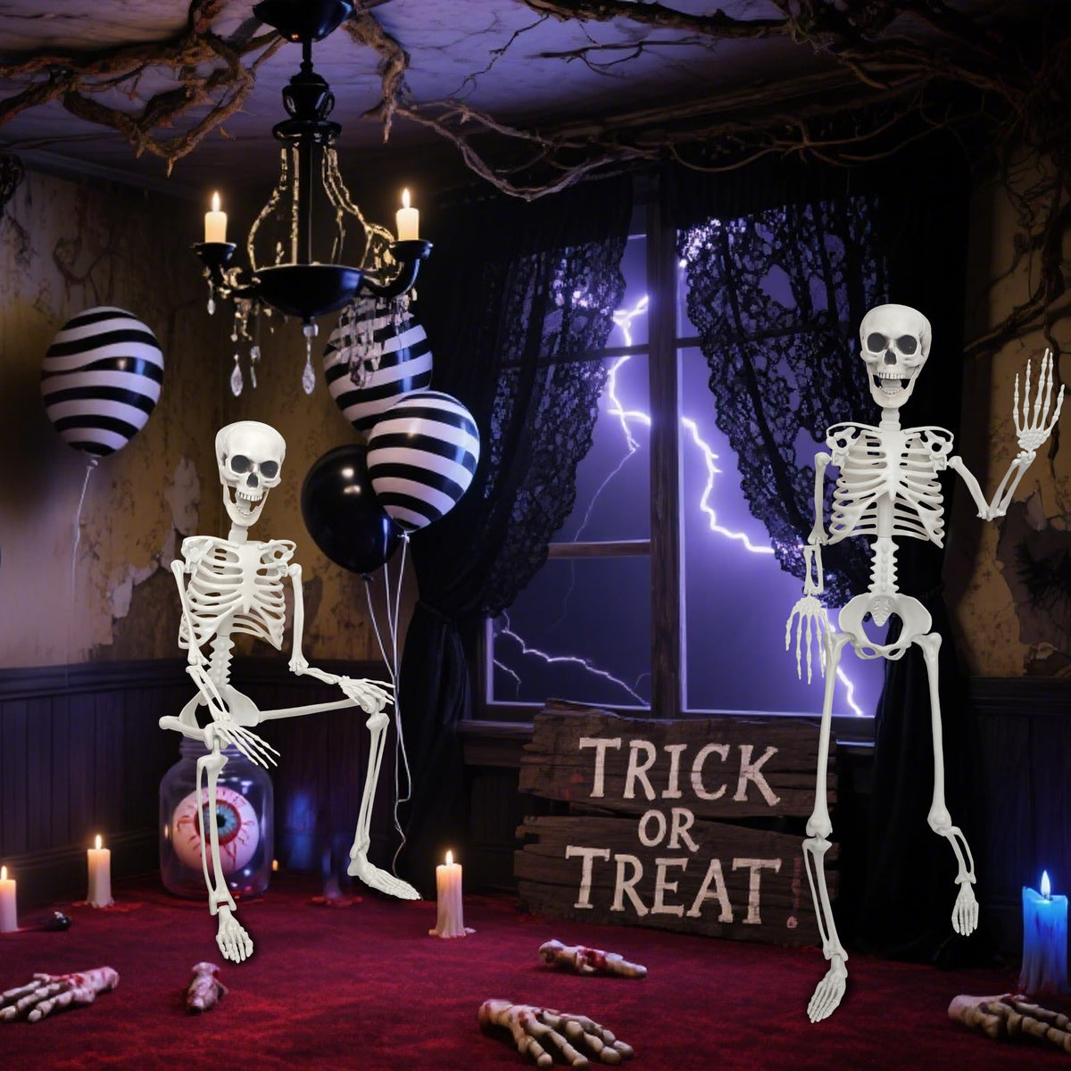 SHOCOSTO skeleton with articulated joints enables dynamic haunting poses.