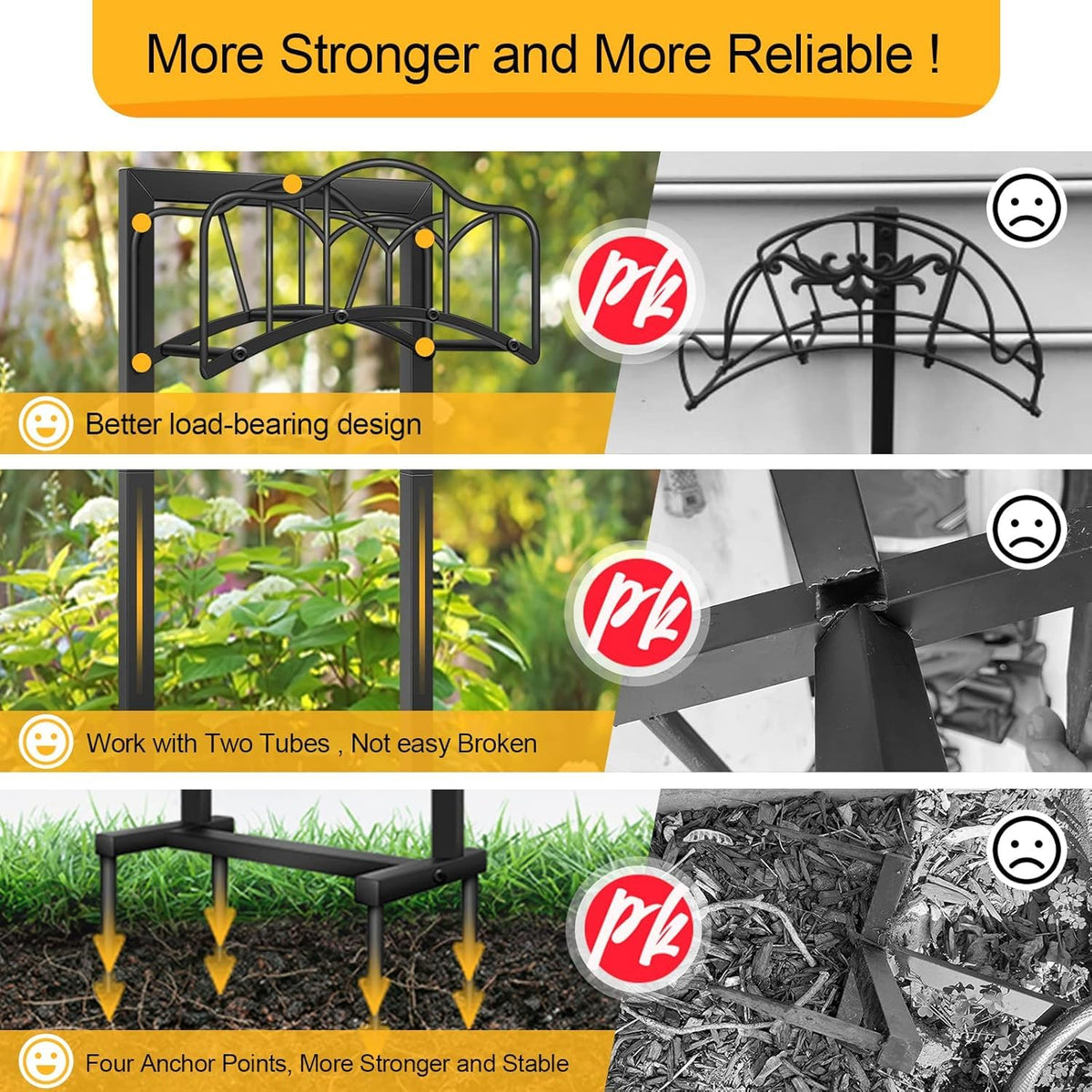 Shomextol freestanding hose stand in black allows repositioning without tools.
