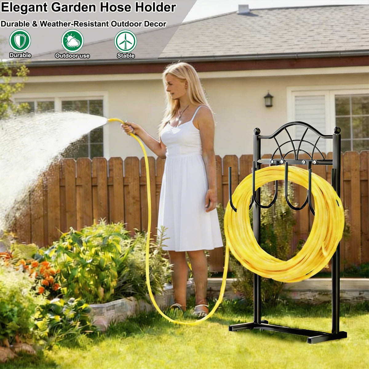 Shomextol powder-coated finish resists rust and weather for long-lasting outdoor use.