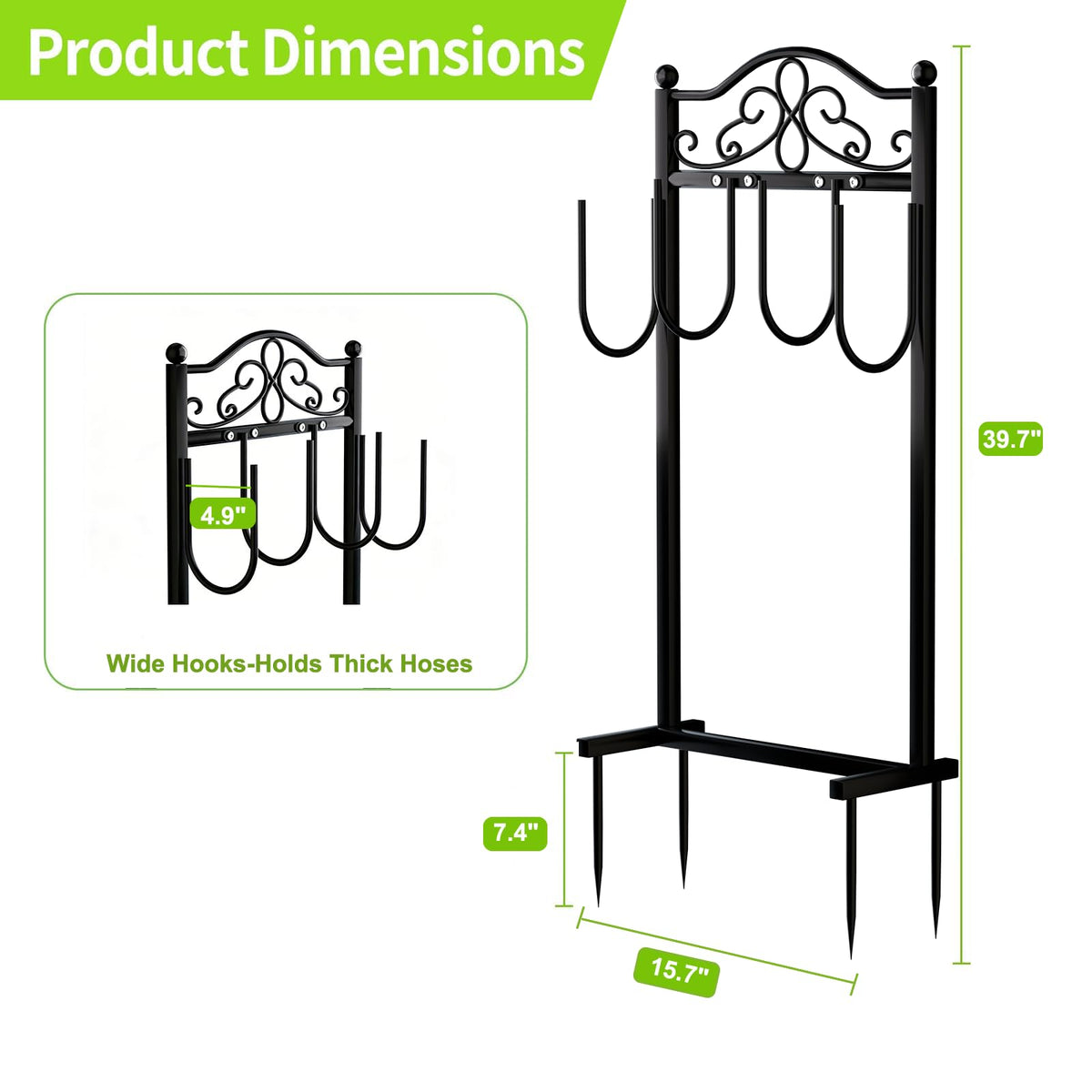 Shomextol hose holder with rectangular dual-tube frame for balanced support.