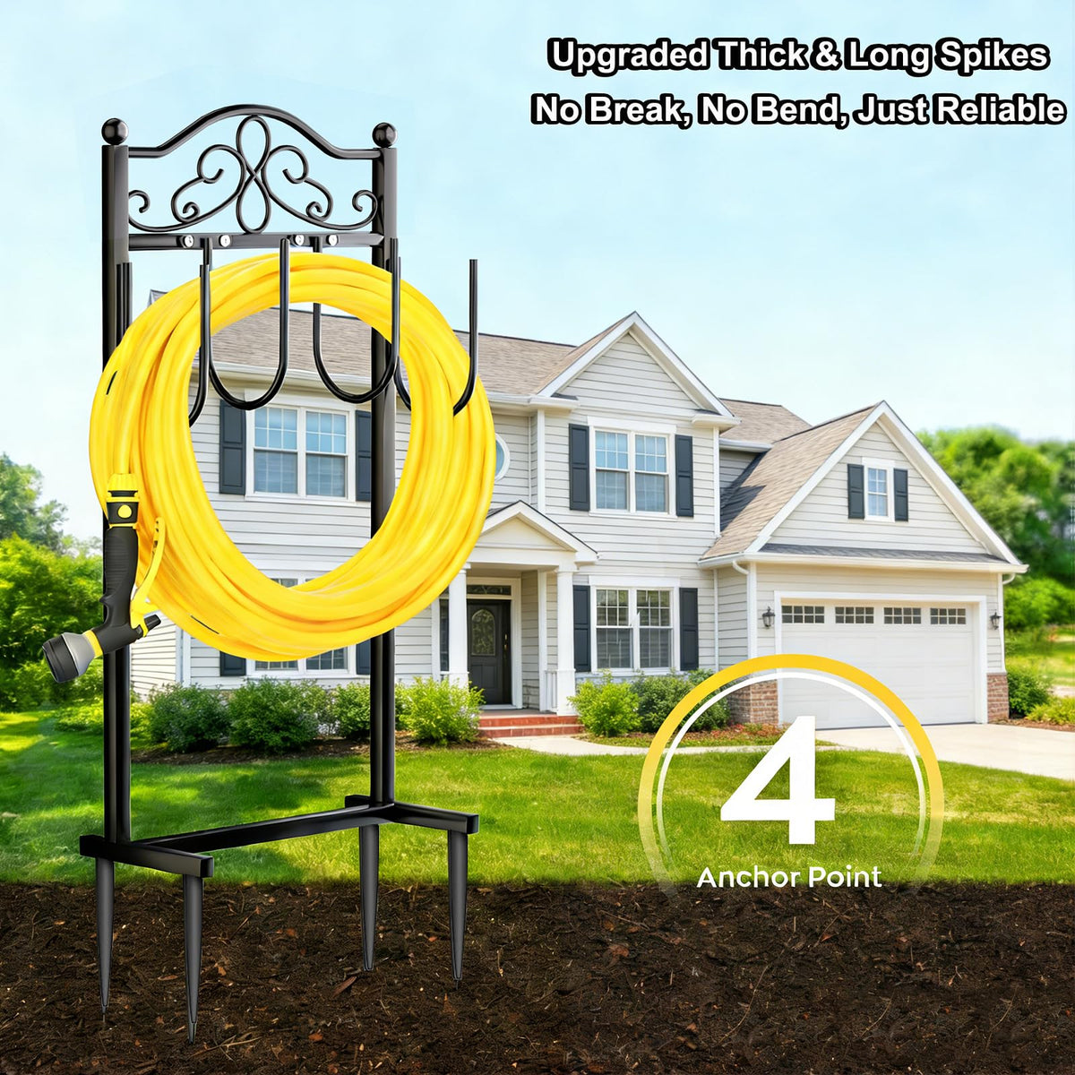 Shomextol hose holder installs in minutes with no tools required.