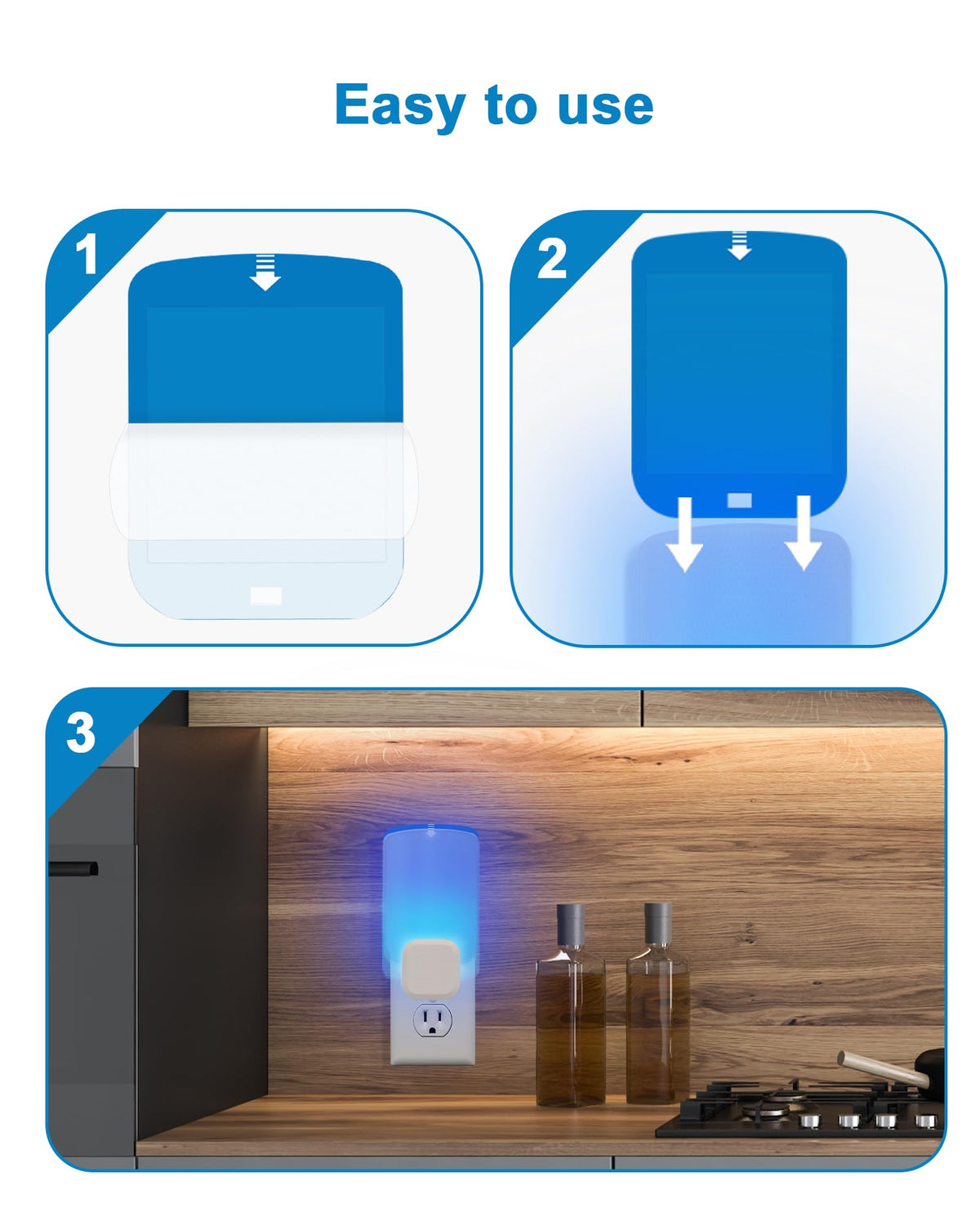 Shootingstar glue cards shown with Wondercide blue light trap, easy replacement.