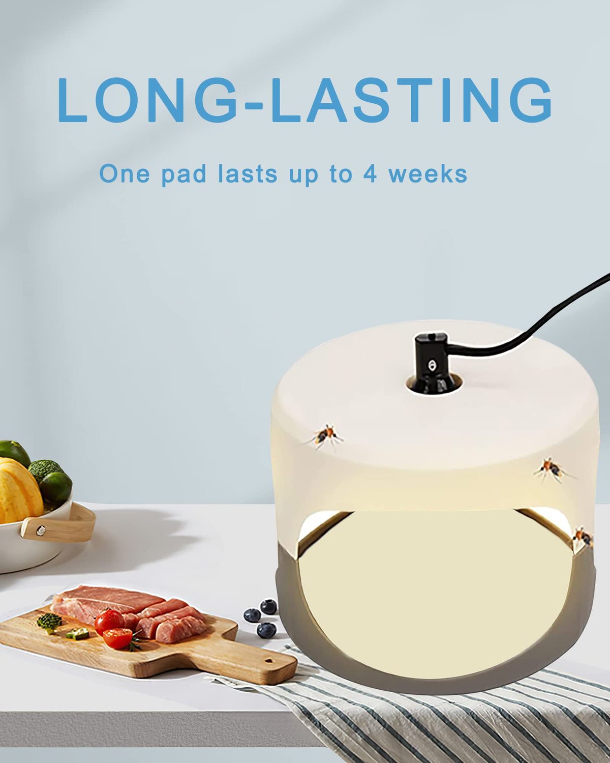 Shootingstar 7.1-inch round glue board on home flea trap demonstrates easy installation.