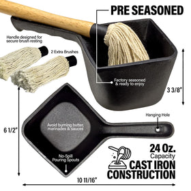 Shop Square 18-inch BBQ mop brush reaches every grill edge for even sauce.