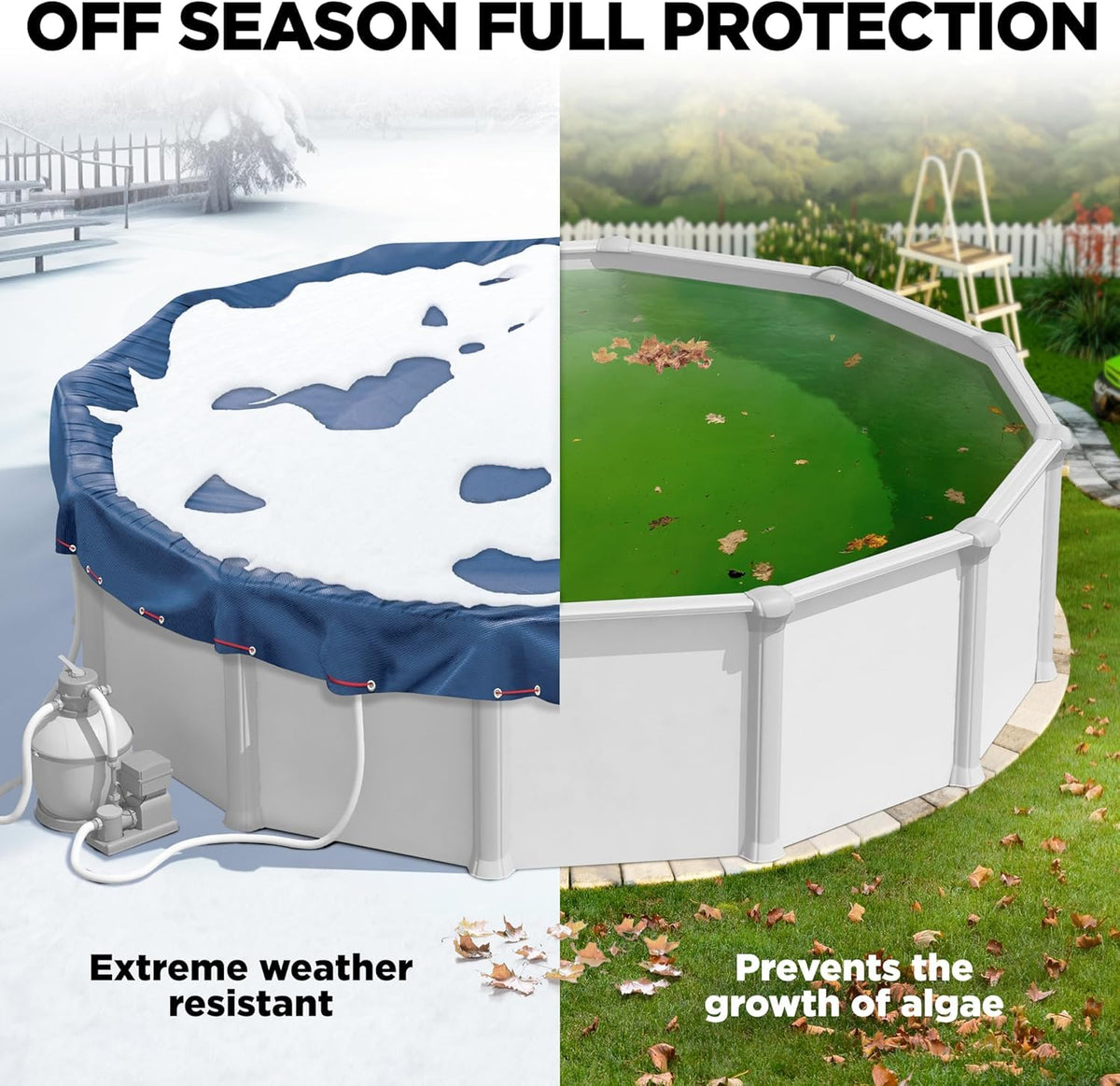 Shop Square 18ft round pool cover uv-protection highlights sun and UV ray resilience.