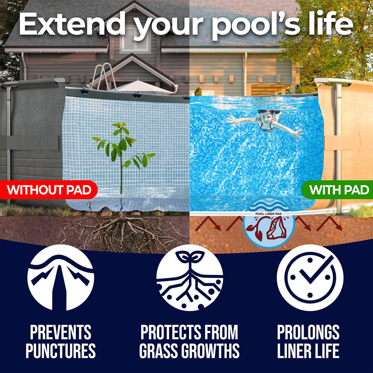 Shop Square above-ground pool pad with easy installation in seconds