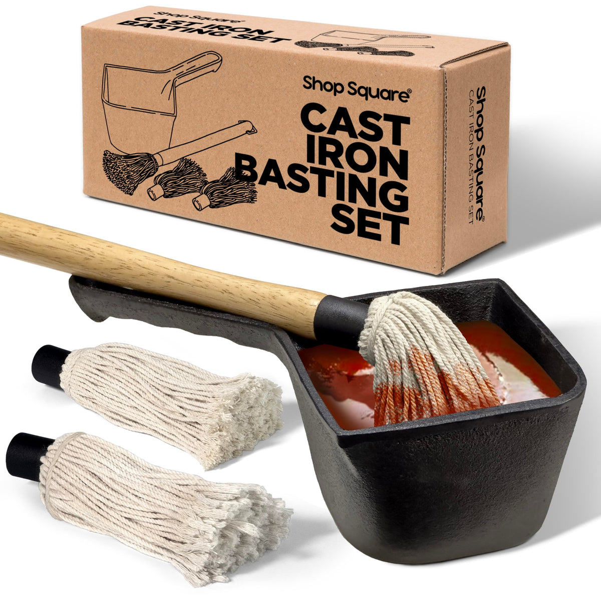 Shop Square cast iron sauce pot for durable basting during grilling.
