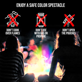 Outdoor safety guidelines printed on Shop Square Fire Dazzle packaging