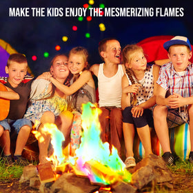 Toss Shop Square Fire Dazzle packet into fire for color bursts