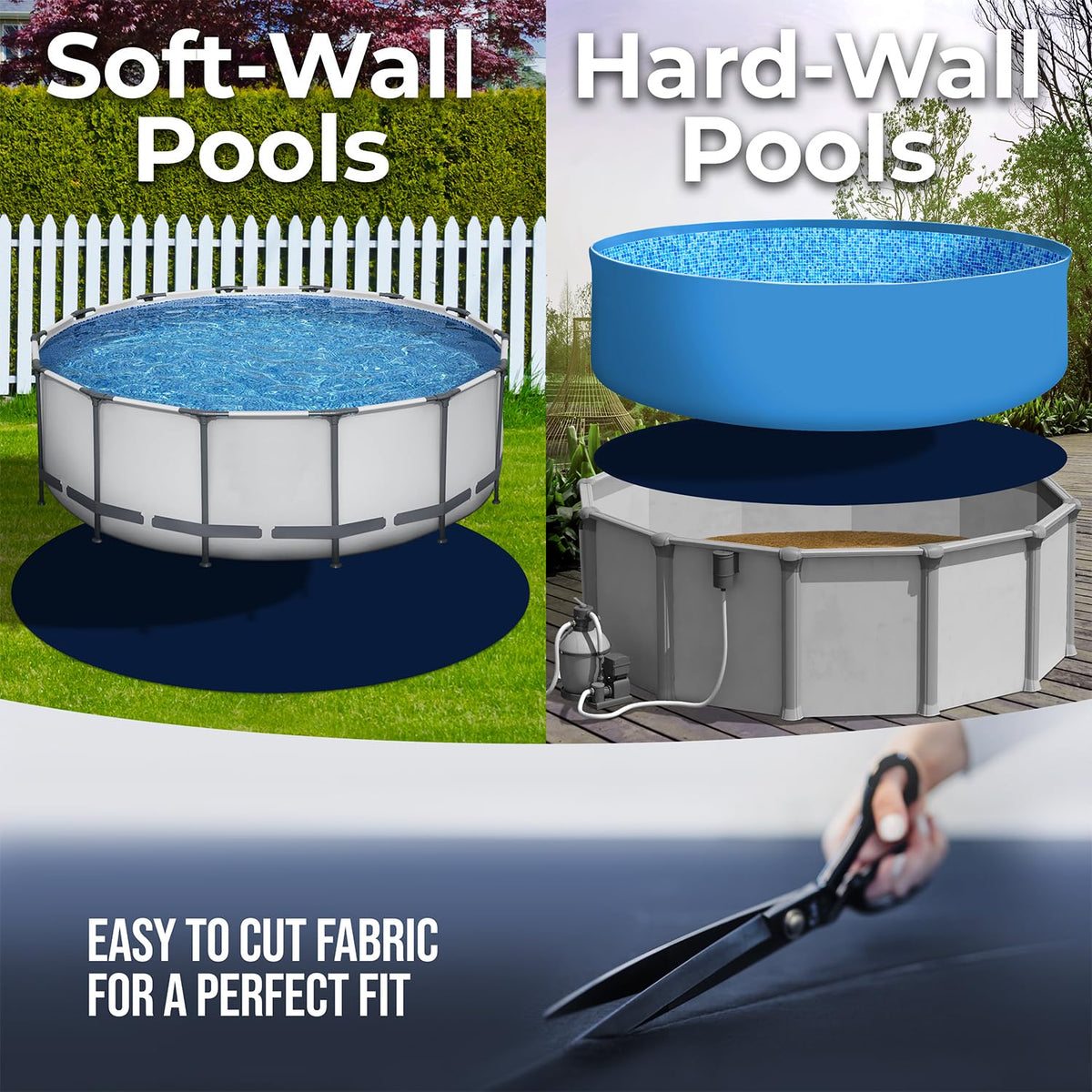 Shop Square geotextile pool pad highlighting durable material for long-lasting protection
