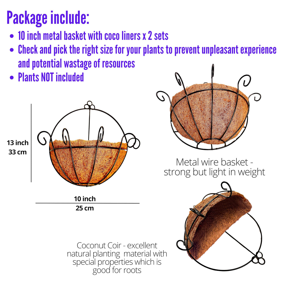 ShopLaLa wall hanging planter 10-inch side view showing compact outdoor solution