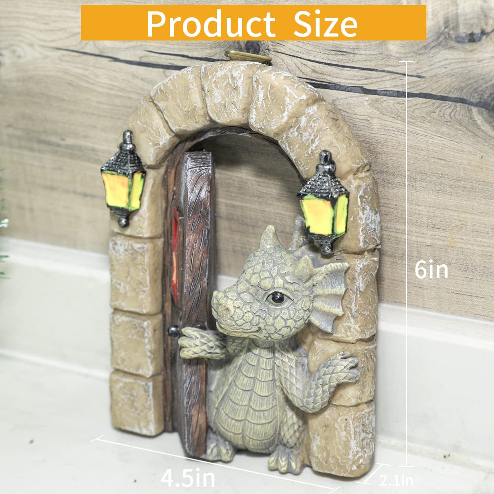 SHOWFEICAT fairy door dragon figurine adds whimsical garden touch