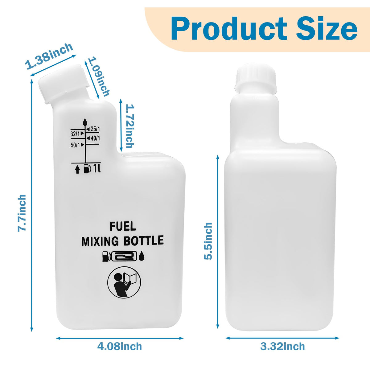 Showingo 1L bottle shows measurement marks for easy, mess-free fuel mixing.