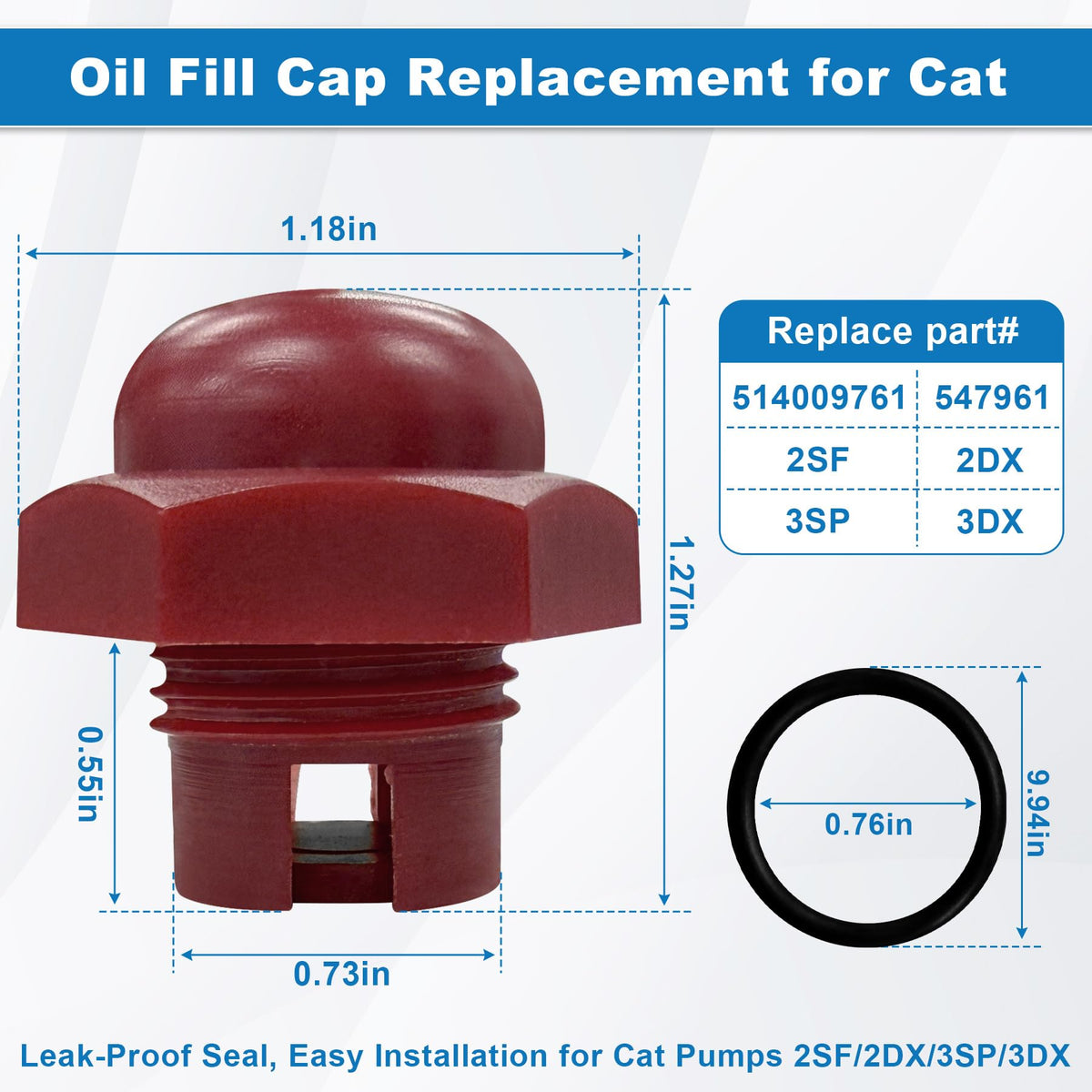 Showingo oil fill cap red for 2DX ensuring snug seal during maintenance.