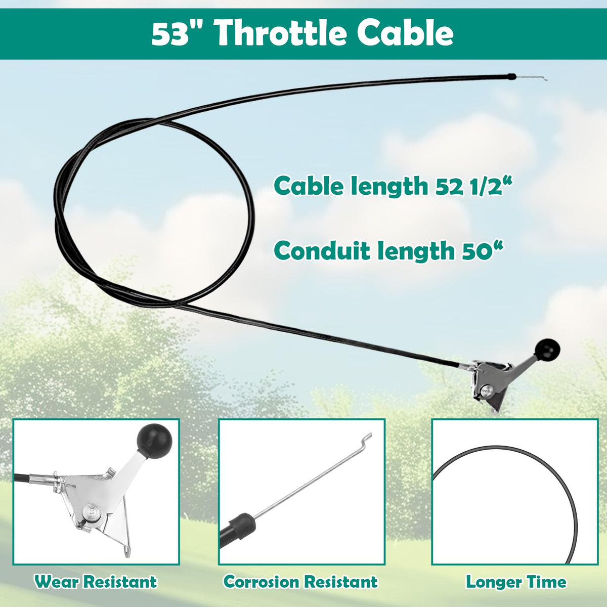 Showingo throttle cable for Maverick mower improves engine response.