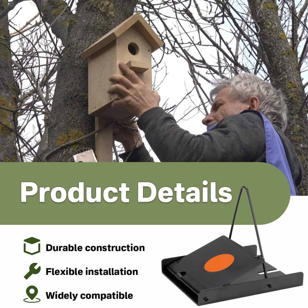 Showingo Van ERT sparrow trap for side-opening boxes provides flexible installation in tight spaces.
