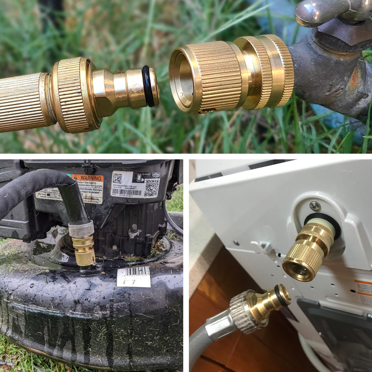 SHOWNEW brass male connector shown for secure hose connections.