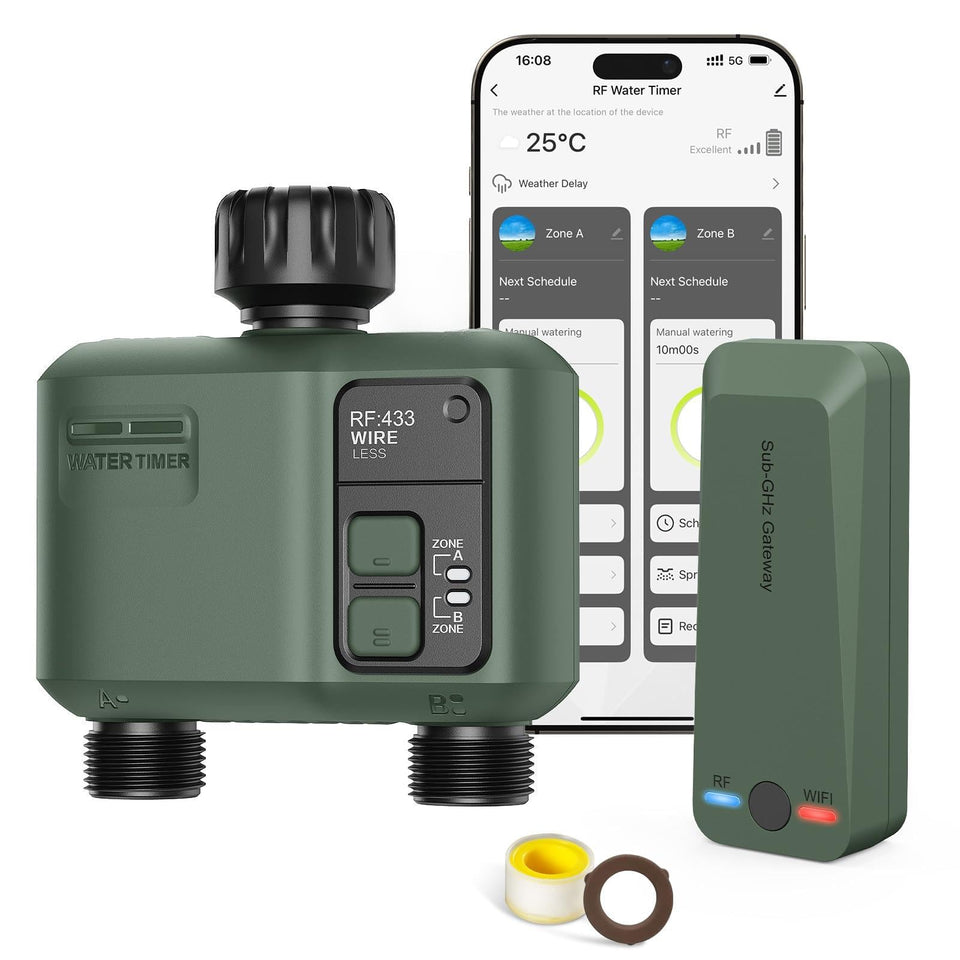 Shrivee WiFi water timer 2-zone enables remote irrigation control via app