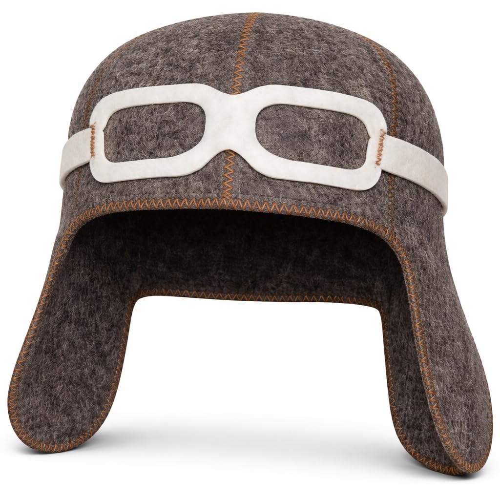 SHSH Pilot sauna hat in aviator wool for men, stylish and heat-friendly for saunas