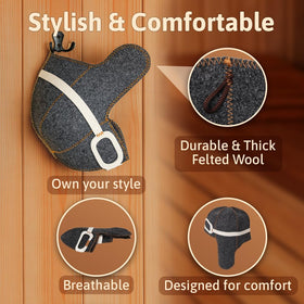 SHSH Pilot sauna hat in Finnish gray, one-size fits most for comfort