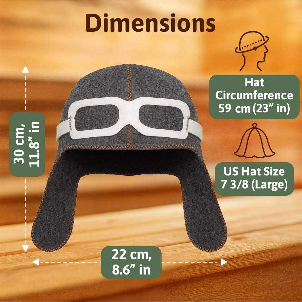 SHSH Pilot wool sauna hat highlighting hair protection in hot baths