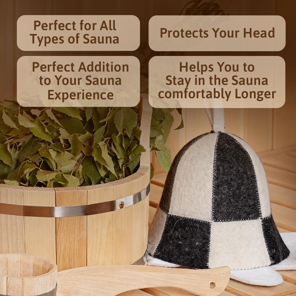 SHSH Trade Group wool sauna hat wearing view showcasing cozy warmth