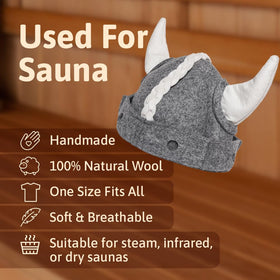 SHSH Viking sauna hat gray side view highlights stylish design for banya use