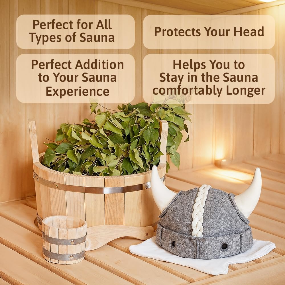SHSH Viking sauna hat gray size-label confirms standard fit