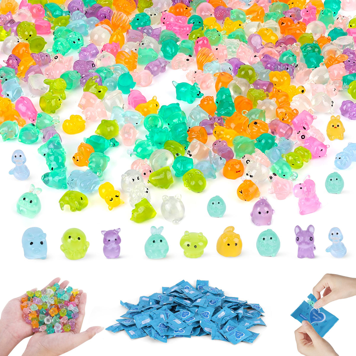 ShtNeeg 70-pcs mini resin animals set in mystery blind bags for a collectible collection